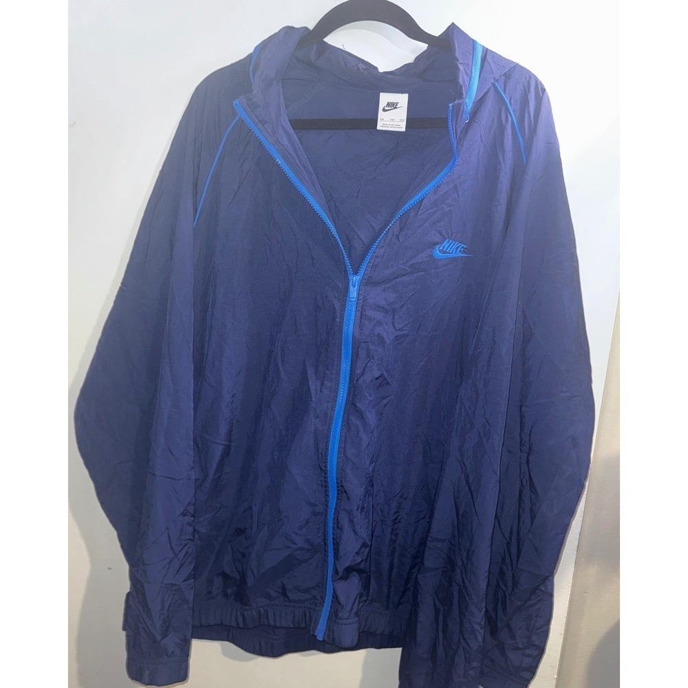 Nike Mens XXL Windbreaker Jacket Navy Royal Blue Full Zip Windrunner